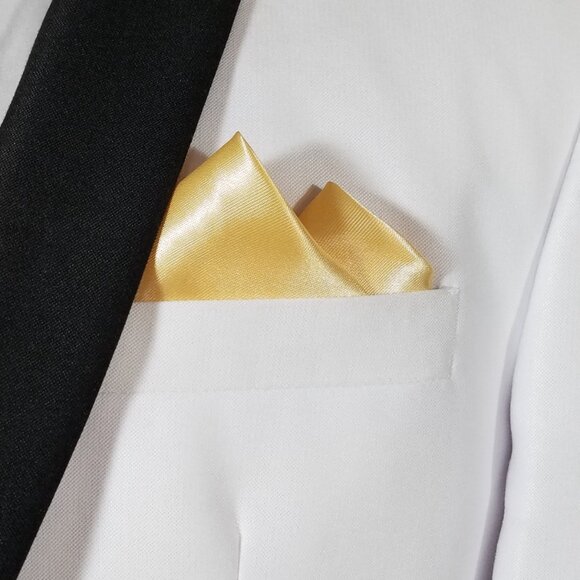 New - Men's 2 PT. Light Gold Satin Pre-Folded Pocket Square Insert - Picture 3 of 5